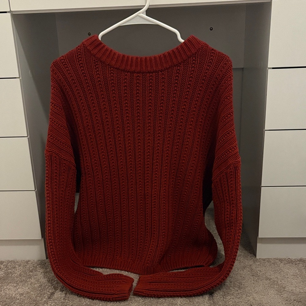 Women's Ribbed Knit Sweater - Rust